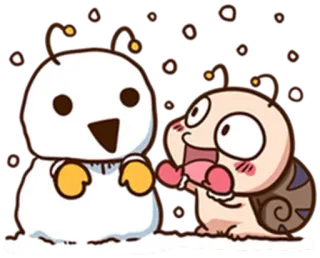 ❄ Kartun, Manusia salju, Siput, Imut, Musim dingin, Salju whatsapp sticker