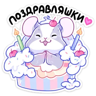 🎂 ПОЗДРАВЛЯШКИ chinchila, aniversário, bolo, fofo, festa, celebração whatsapp sticker
