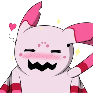 😄 cartoon, cute, pink, monster, blush, heart telegram sticker