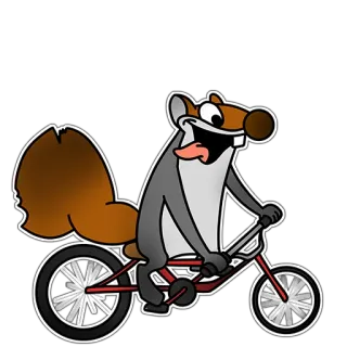 🚴 Eichhörnchen, Fahrrad, Cartoon, Tier, Radfahren telegram sticker