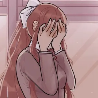 📄 Monika Doki Doki Literature Club! anime, écolière, monika, jeu, triste, personnage telegram sticker