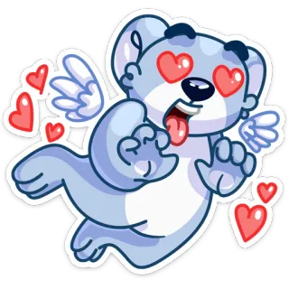 😍 koala, mata hati, cinta, sayap, lucu, stiker whatsapp sticker