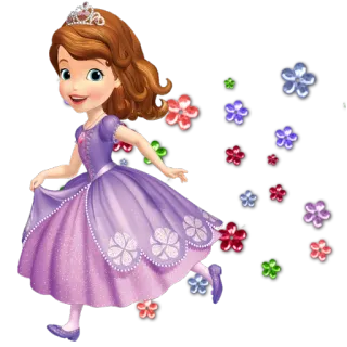 🏃 Sofia princesse, dessin animé, fille, paillettes, fleurs telegram sticker