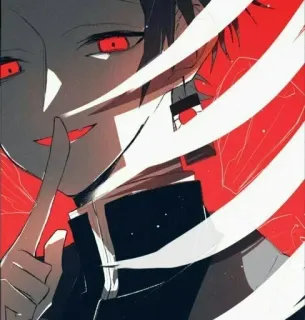 🍃 Anime, Personaje, Dedo en los labios, Silencio, Shhh whatsapp sticker