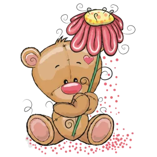 😁 テディベア, 花, かわいい, マンガ, おもちゃ, 動物, くま, イラスト telegram sticker