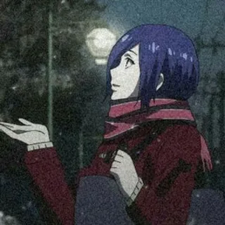 🐰 Touka Kirishima Tokyo Ghoul Аниме, Девушка, Шарф, Тоука, Токийский гуль, Зима, Снег telegram sticker