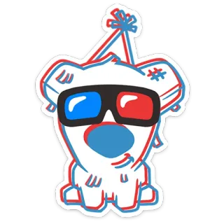 😎 chien, autocollant, fête, dessin animé, lunettes 3D, animal, célébration whatsapp sticker