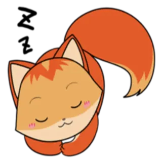 😴 zorro, animal, lindo, dormilón, dibujos animados, mamífero, naranja, feliz telegram sticker