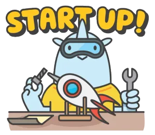 😎 START UP! Startup, Foguete, Negócios, Empreendedor, Desenho animado telegram sticker
