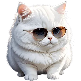 😶 mèo, kính râm, động vật, thú cưng, trắng, dễ thương, ngầu, thời trang telegram sticker