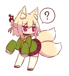 ❤️ ? Аниме, Лиса, Вопрос, Кавай, Милый, Чиби, Мультфильм telegram sticker