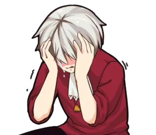 😖 Anime, Mangá, Chorando, Triste, Emocional, Personagem whatsapp sticker