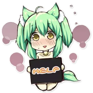 😨 HELP Anime, Kocia dziewczyna, Kawaii, Błaganie, Pomoc, Sztuka cyfrowa telegram sticker
