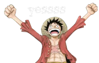 😃 Monkey D. Luffy One Piece yessss 애니메이션, 원피스, 신나는, 축하, 행복한, 루피 telegram sticker