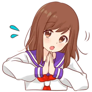 🙏 fille anime, uniforme scolaire, mignon, confus, demande, supplier, implorer telegram sticker