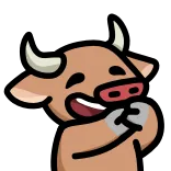 😁 vaca, animal, dibujo animado, lindo, feliz, divertido telegram sticker