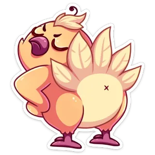 🍑 frango, pássaro, desenho animado, animal, fofo, engraçado, pose telegram sticker
