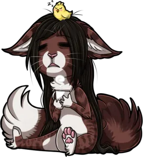 ☕️ cat, bird, anime, kawaii, cute, illustration, digital art telegram sticker