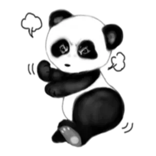 😡 Panda, Animale, Carino, Adesivo, Bianco e nero, Cartone animato telegram sticker