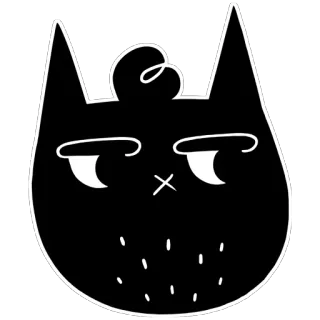 😾 cat, animal, sticker, cartoon, black and white, illustration telegram sticker