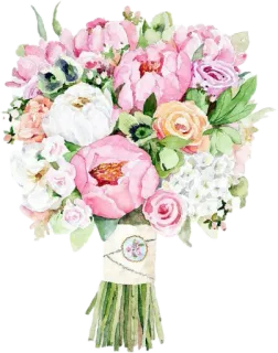 💐 ดอกไม้, ช่อดอกไม้, ลายดอกไม้, สีน้ำ, ดอกกุหลาบ, ดอกโบตั๋น, งานแต่งงาน, ฤดูใบไม้ผลิ telegram sticker