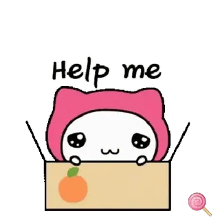 🐱 Help me desenho animado, fofo, triste, implorando, gato, ajuda, kawaii telegram sticker