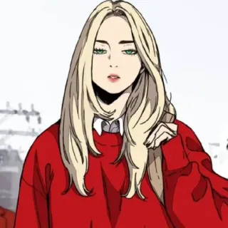 🎐 rubia, anime, mujer, ilustración, retrato telegram sticker
