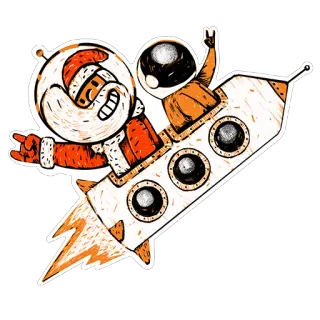 🎅 Santa Claus Santa Claus, astronaut, rocket, Christmas, holiday, cartoon whatsapp sticker