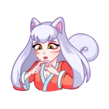 🙏 애니메이션 여자, 케모노미미, 여우 소녀, 귀여운, 만화, 만화영화 telegram sticker