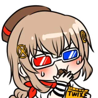 🍫 TWIXE Anime, Desenho animado, Fofo, Personagem, Menina, Lanche, Doce, Twix whatsapp sticker