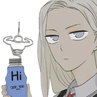 🧃 Hi anime, botella, personaje, ilustración telegram sticker