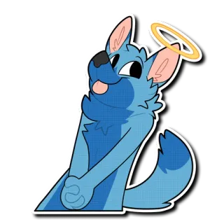 😇 anjing, lingkaran cahaya, kartun, hewan, imut, biru telegram sticker