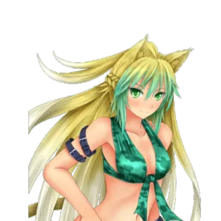 ☺️ Anime, Bikini, Katzenohren, Mädchen, Illustration telegram sticker