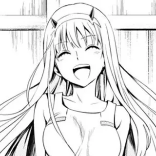 😂 Zero Two Darling in the Franxx Anime, Manga, Zero Two, Darling in the Franxx, Sourire whatsapp sticker
