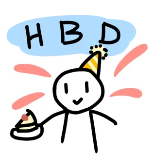 🎂 HBD feliz cumpleaños, cumpleaños, fiesta, celebración, tarta, monigote whatsapp sticker