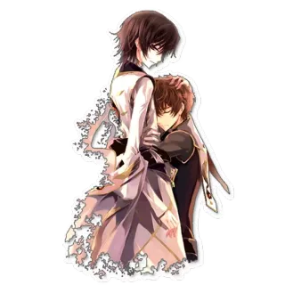 ❤ anime, romance, love, hug, couple telegram sticker