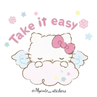 🐱 Hello Kitty Take it easy Hello Kitty, schattig, kawaii, Sanrio, engel, doe rustig, relax telegram sticker