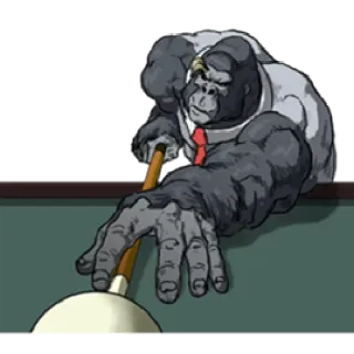 🎱 gorilla, pool, billiards, ape, animal, suit, tie whatsapp sticker