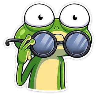 😎 katak, kartun, kacamata, binatang, hijau telegram sticker