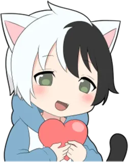 ❤️ Аниме, Котомальчик, Сердце, Милый, Кавай, Манга telegram sticker