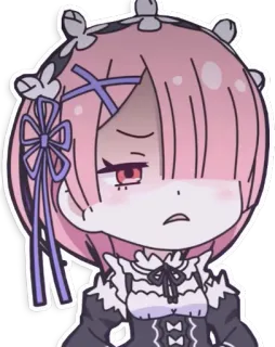 😨 Ram Re:Zero Anime, Re:Zero, Ram, Personaggio, Adesivo, Carino, Manga telegram sticker
