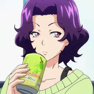 ⚓️ マスカットマミー60%OFF anime, mulher, bebendo, refrigerante, desenho animado telegram sticker