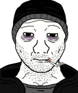 ⬛️ fumando, cigarro, deprimido, triste, Wojak, meme telegram sticker