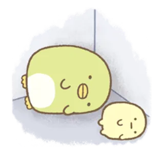 😂 kawaii, imut, karakter, hijau, kuning, sudut telegram sticker
