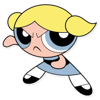 😡 Bubbles Powerpuff Girls cartone animato, ragazza, arrabbiata, carina telegram sticker