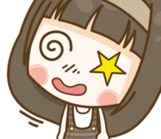 🤣 Dessin animé, Anime, Fille, Étourdi, Étoile, Expression, Émotion telegram sticker
