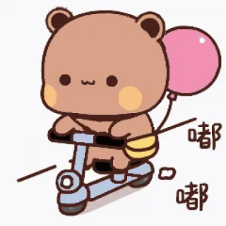 🍓 嘟嘟 oso, patinete, globo, lindo, dibujos animados, kawaii whatsapp sticker