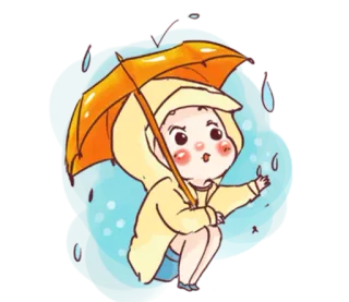 ☔ rain, umbrella, cute, child, cartoon, sticker telegram sticker
