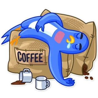 😪 COFFEE 咖啡, 企鹅, 伤心, 疲惫, 累, 饮料, 卡通, 动物 telegram sticker