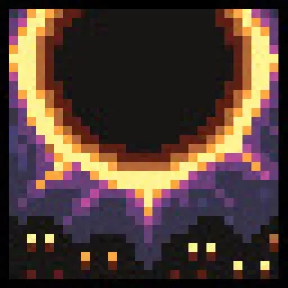 ☀ Pixel Art, Sol, Eclipse, Noche telegram sticker